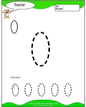 okul öncesi 0 sayısı çizgi çalışması